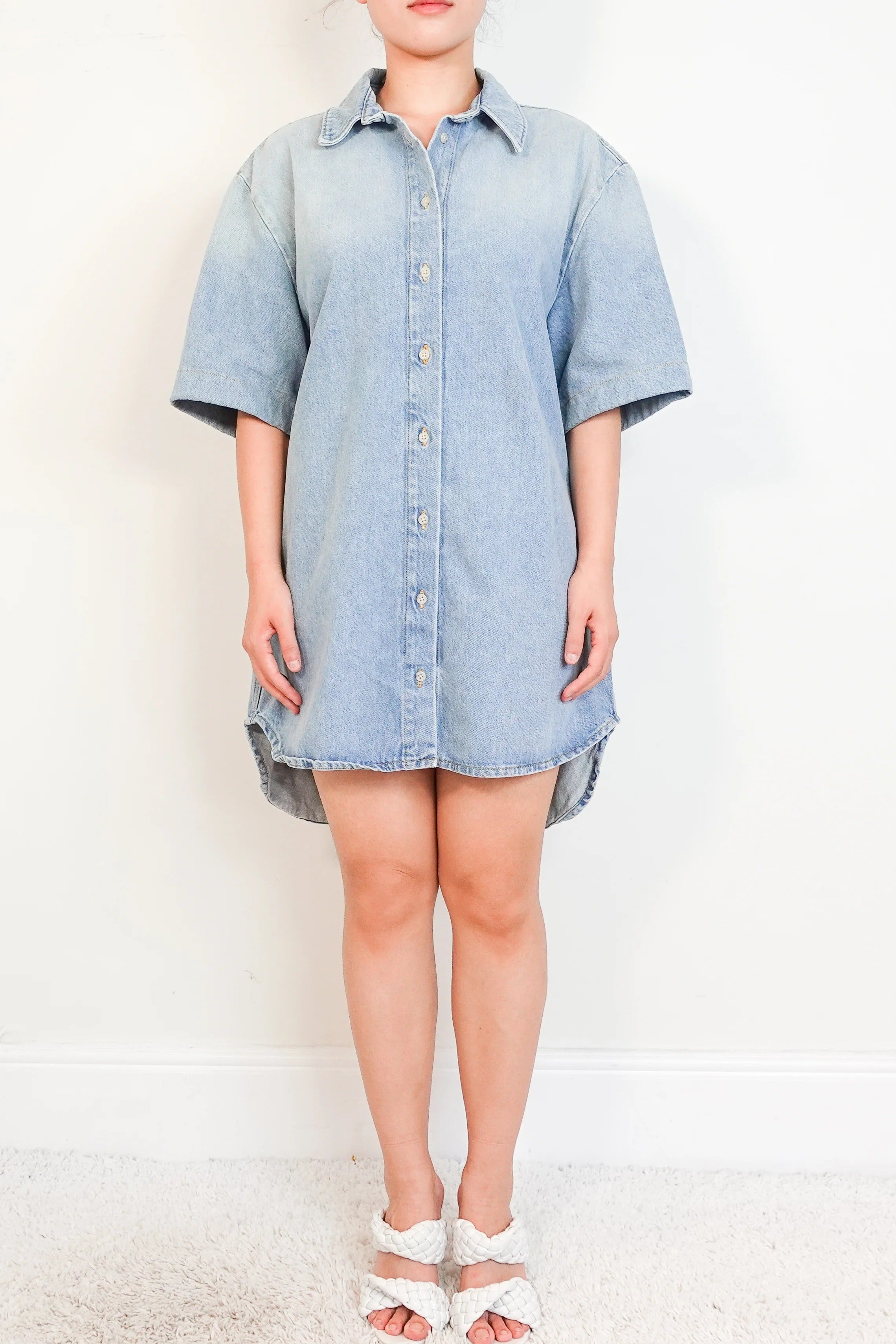 blue denim shirt dress